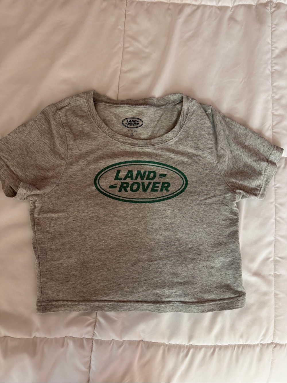 PacSun Land Rover Gray Short-Sleeve Cropped Tee Shirt size Small